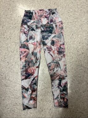 Womens High Waisted Pink Multi Crystal-Print Leggings
